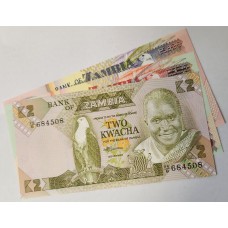 ZAMBIA 1989-1992 . TWO 2 - ONE HUNDRED 100 KWACHA BANKNOTES